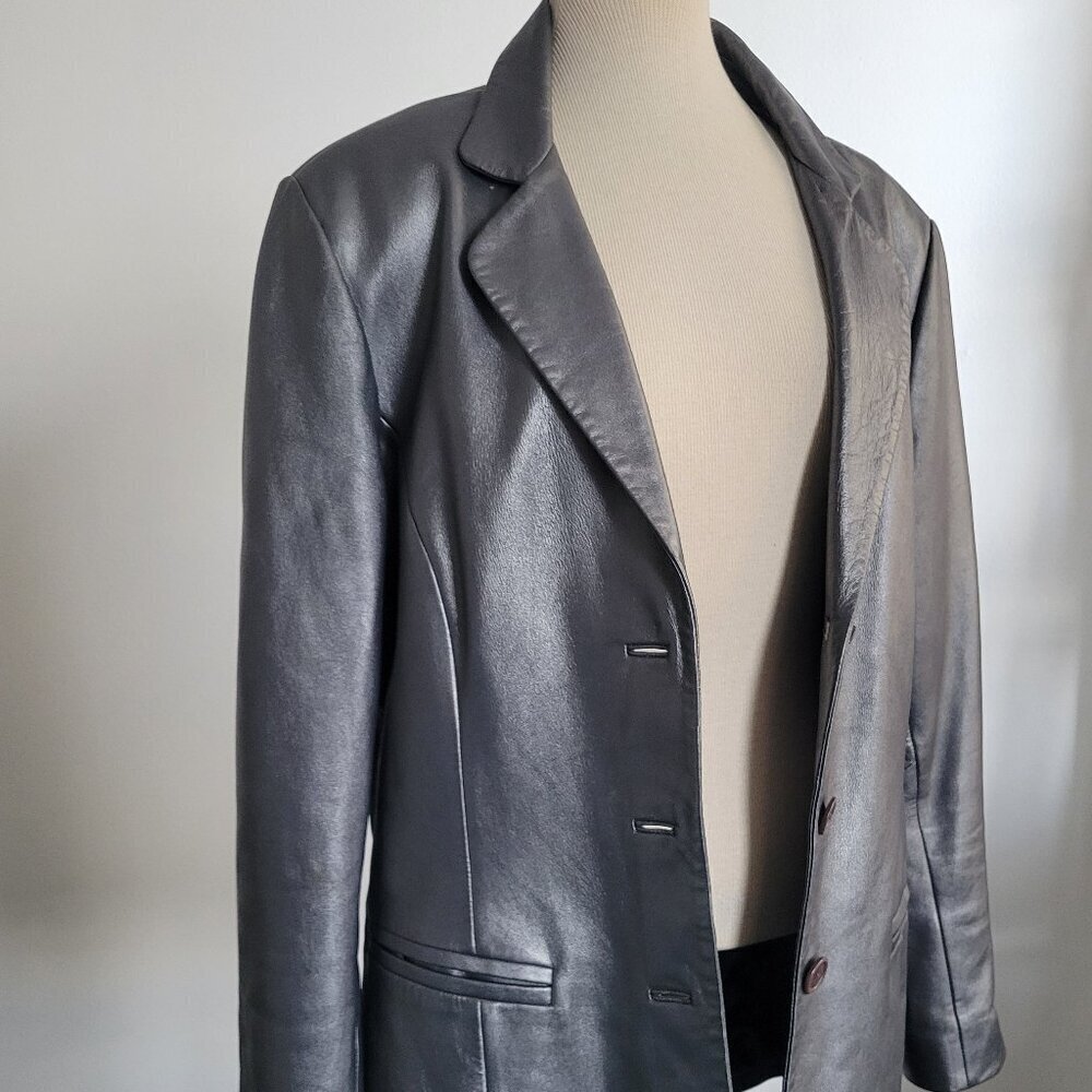BUY AS IS: Willi Smith Silver Faux Leather Jacket/Blazer (Size: M)